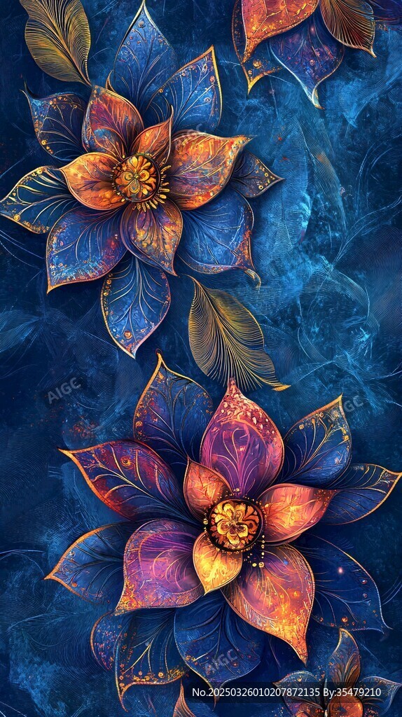 夢幻絢麗花卉無縫圖案