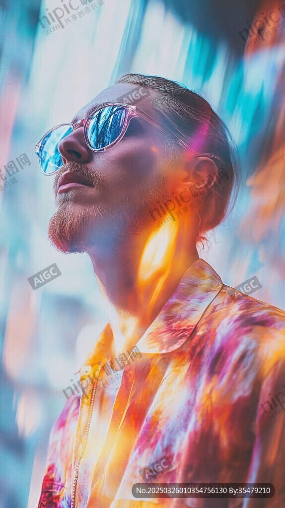 時尚潮男的炫彩光影瞬間