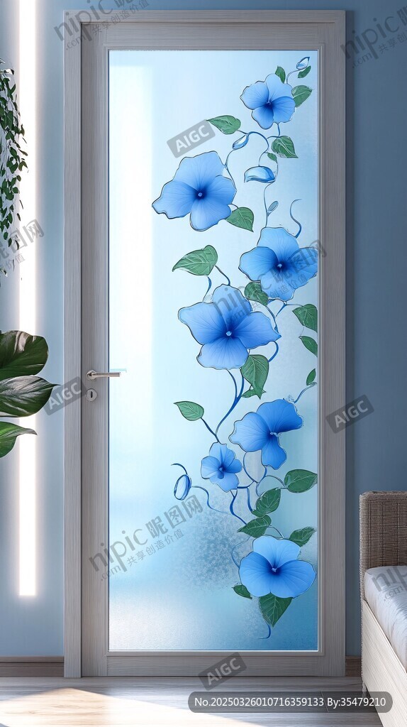 藍(lán)花玻璃門 清新家居風(fēng)