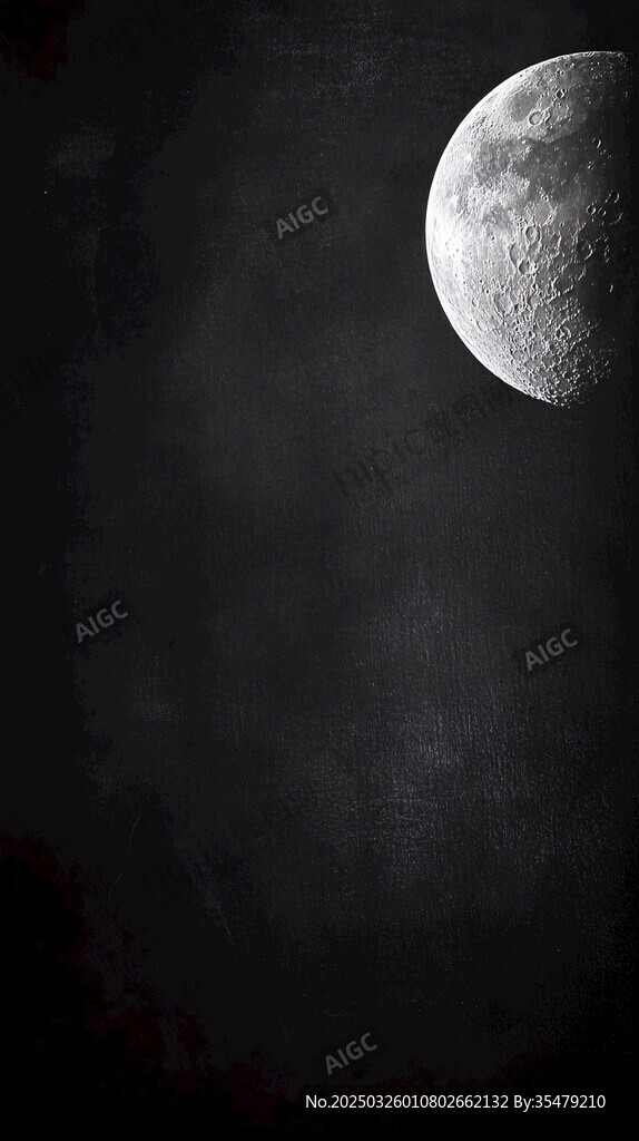 夜空中的半月
