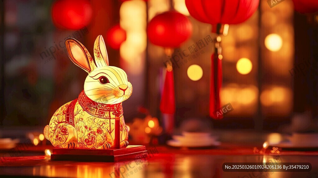 兔形花燈映紅燈添年味