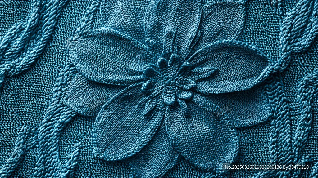 藍(lán)綠色花朵刺繡織物特寫