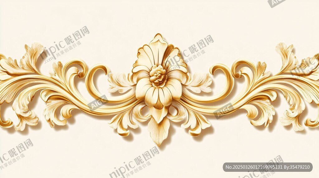 金色華麗花卉浮雕裝飾圖案