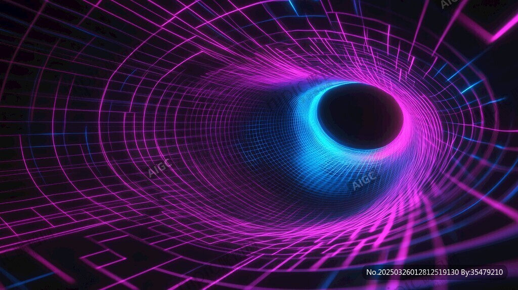 夢幻霓虹光線隧道視覺效果