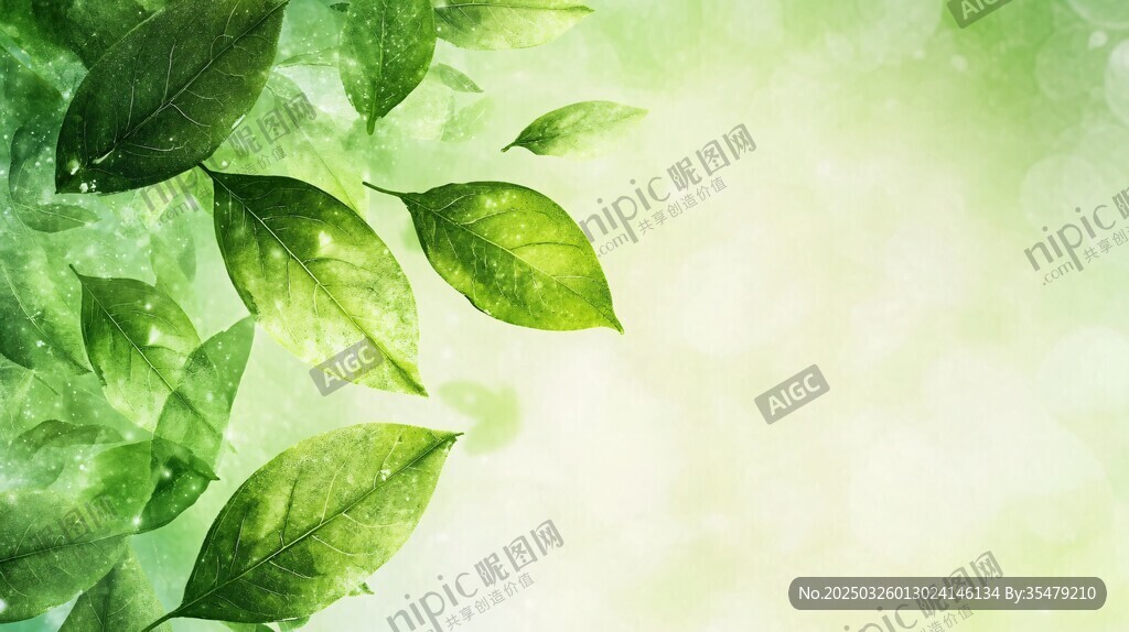 清新綠葉背景圖