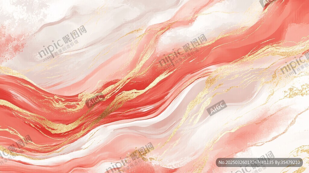 夢幻紅金大理石紋理背景