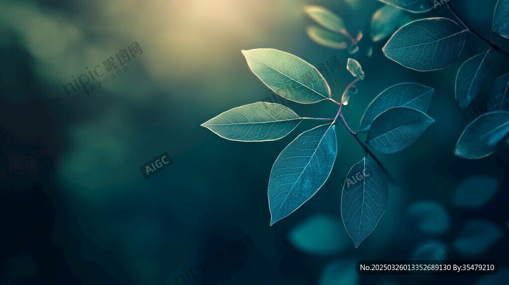 翠綠葉片 光影下的生機