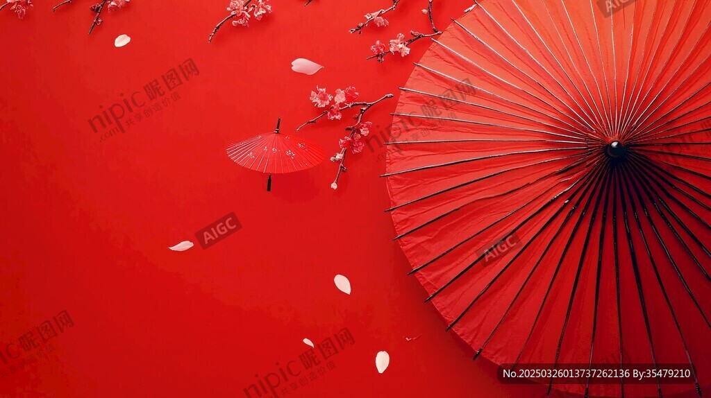 紅傘落英 中式浪漫意境