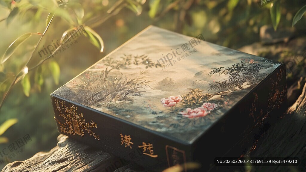 中式古風茶盒置于自然間