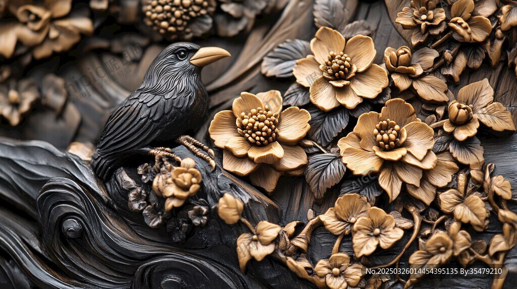 木雕花鳥圖