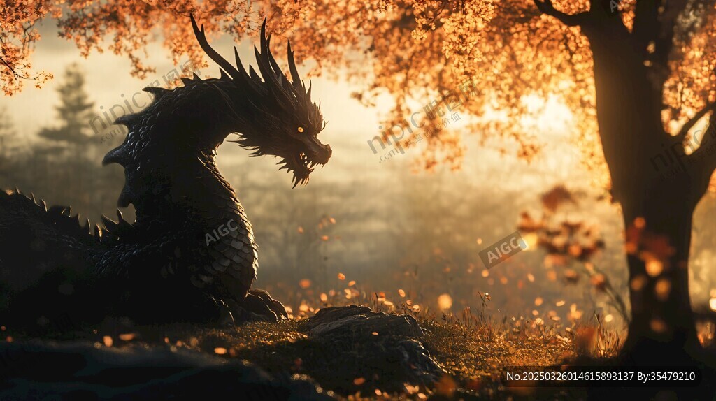 夕陽下的威嚴神龍
