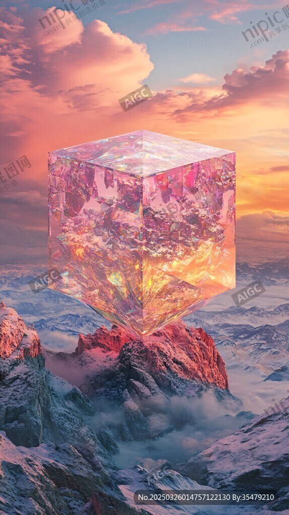 夢幻懸浮冰晶于壯麗山景間