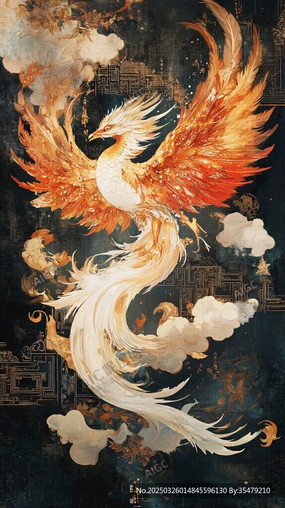 金鳳凰展翅翱翔于云間