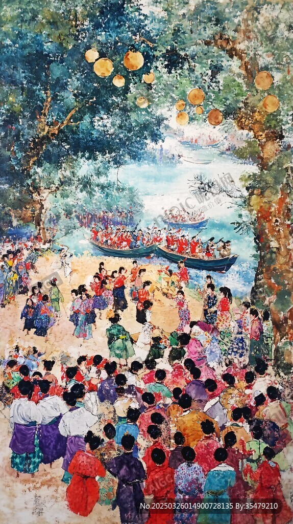 端午河畔熱鬧龍舟觀賞場景