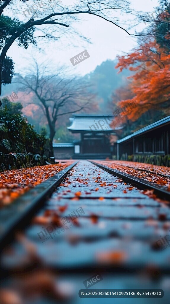秋景古徑 紅葉鋪就的靜謐之路