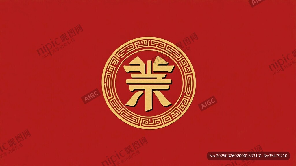 紅色背景金色業(yè)字中式圖標