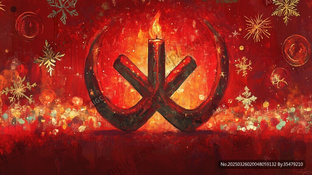 紅色圣誕主題的工農(nóng)符號畫面
