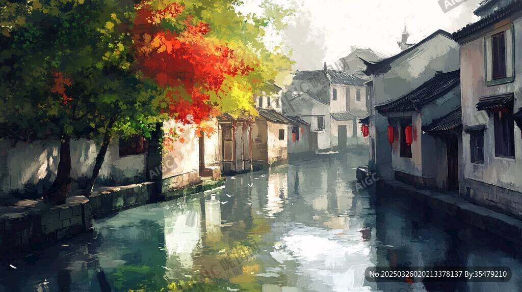 江南水鄉(xiāng)秋日詩(shī)意小巷