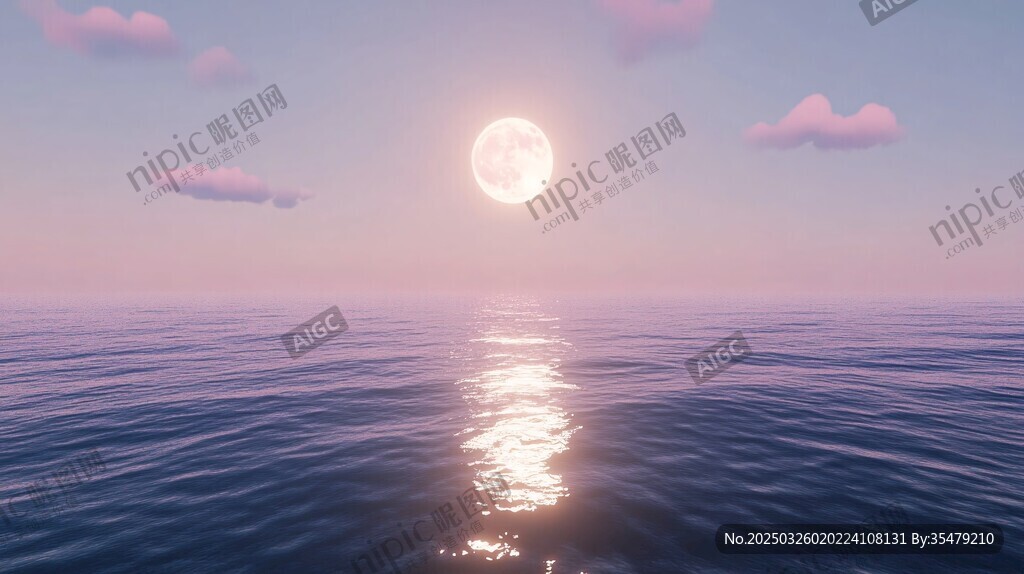 海上明月升 夢幻海景圖
