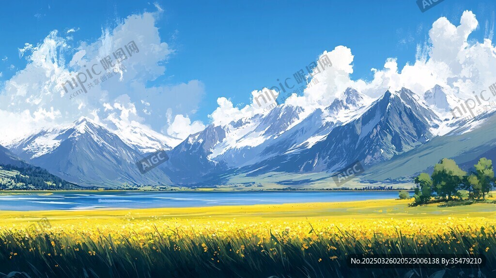夢(mèng)幻山川花海美麗風(fēng)光