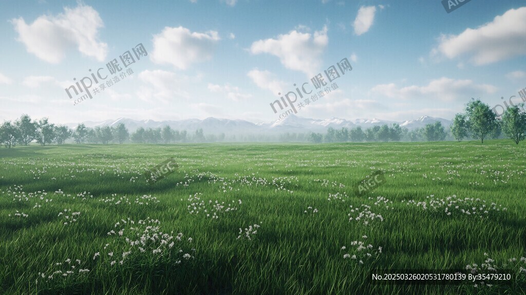 綠野藍(lán)天間的清新自然圖景