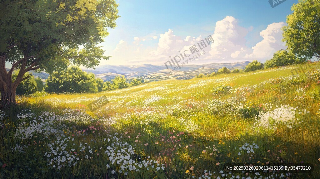 夏日草原風(fēng)光詩(shī)意美景