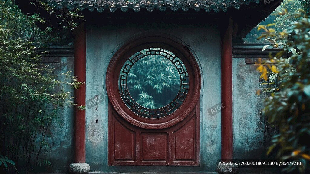 古園圓門映綠意