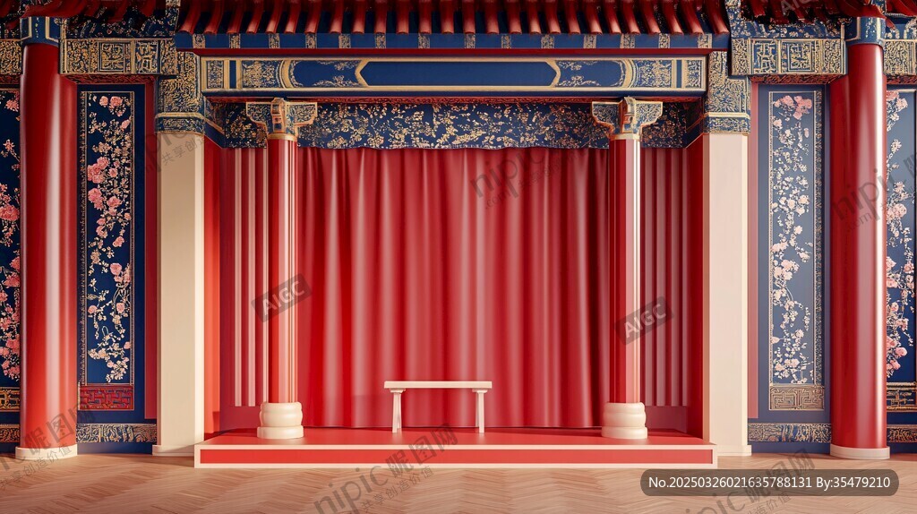 中式古典戲臺(tái)場(chǎng)景展示