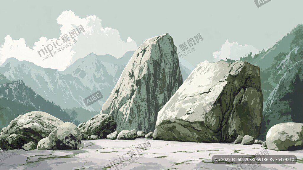 山間巨石景觀