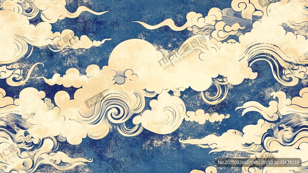 中式古典云紋背景圖案