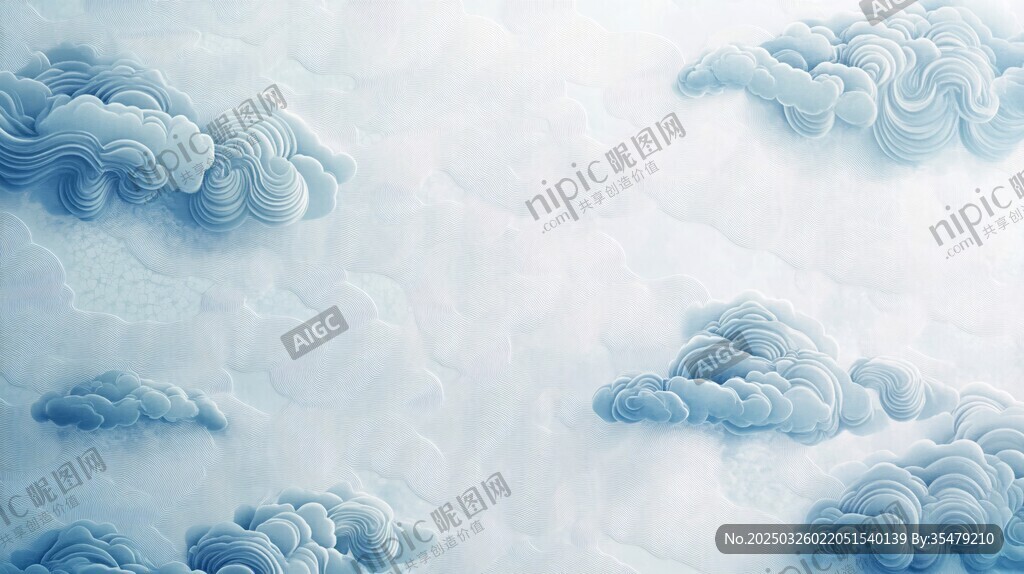 中式寫意云朵夢幻背景圖