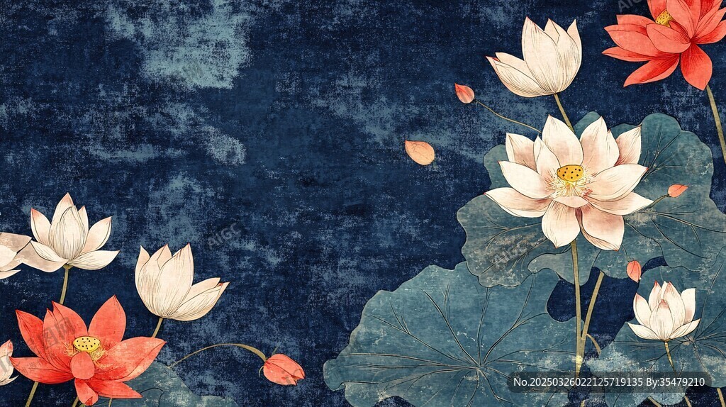 水墨荷花圖 典雅中式風(fēng)