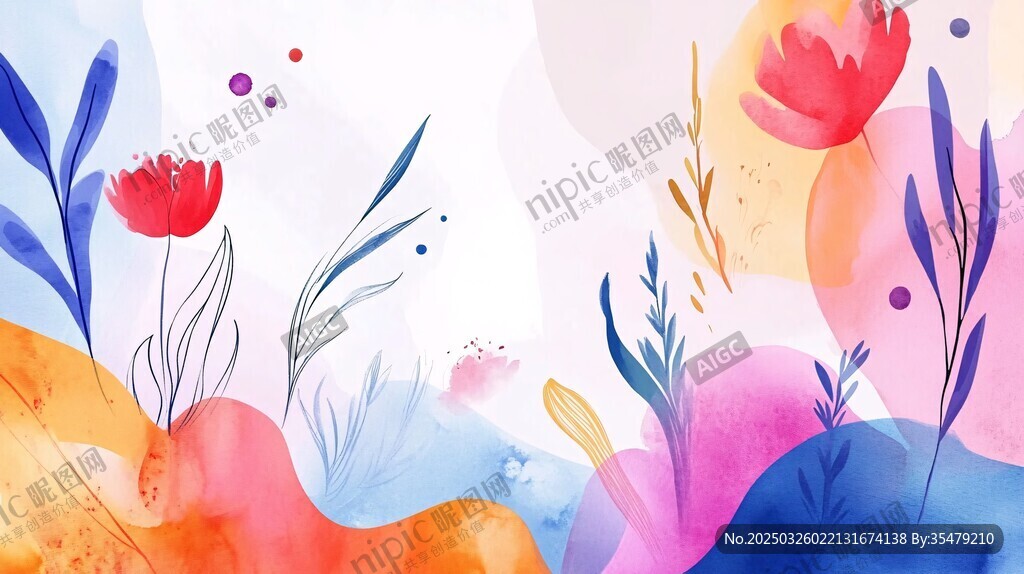 梦幻水彩花卉背景图案 梦幻水彩花卉背景图案