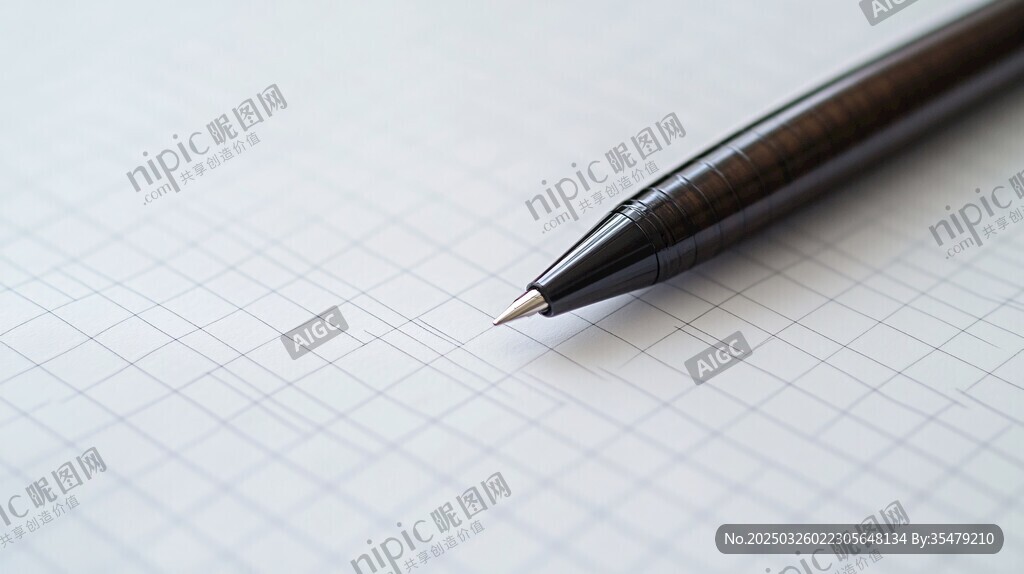 筆尖輕觸方格紙
