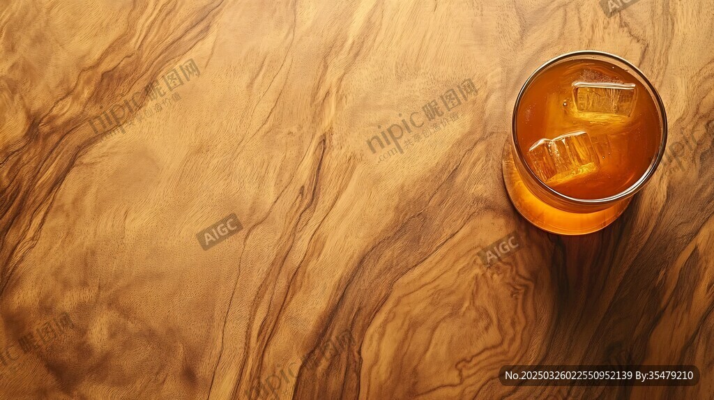 木質(zhì)桌面上的冰飲
