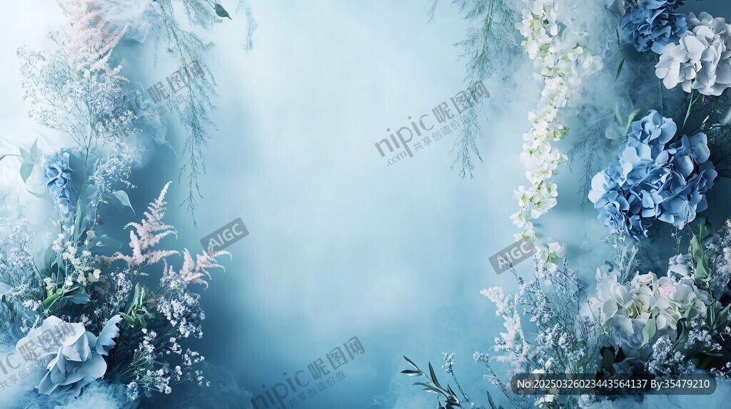 夢(mèng)幻藍(lán)調(diào)花卉背景圖