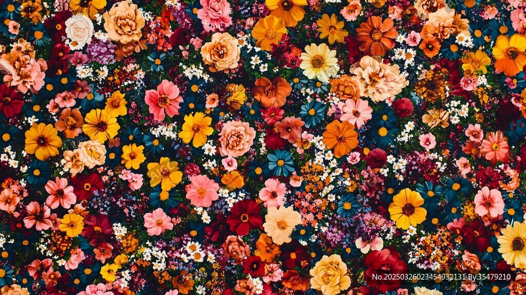 絢麗多彩花卉圖案背景