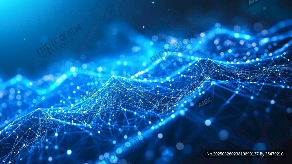 科技感藍色數據網絡背景圖