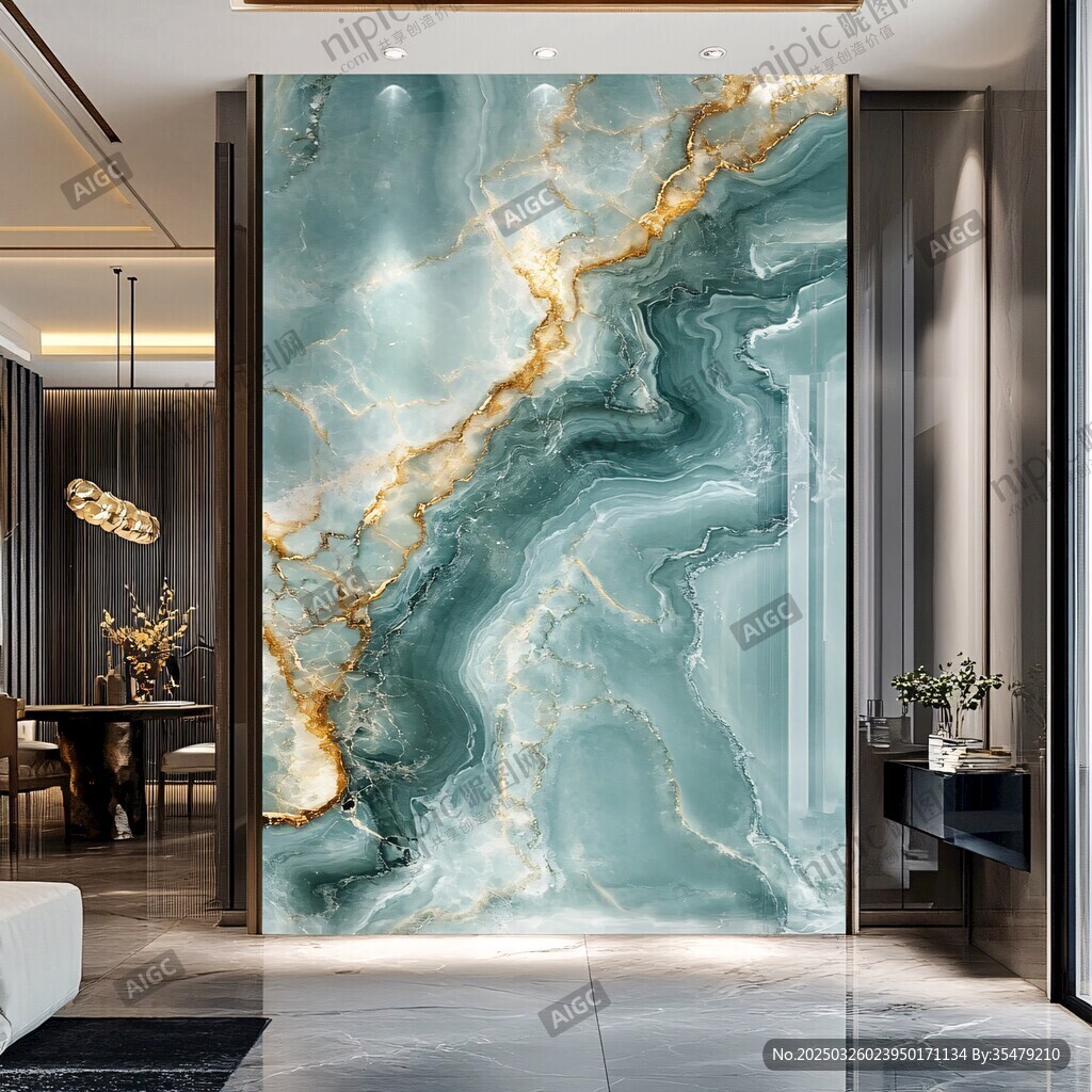 藍金大理石紋理客廳背景墻