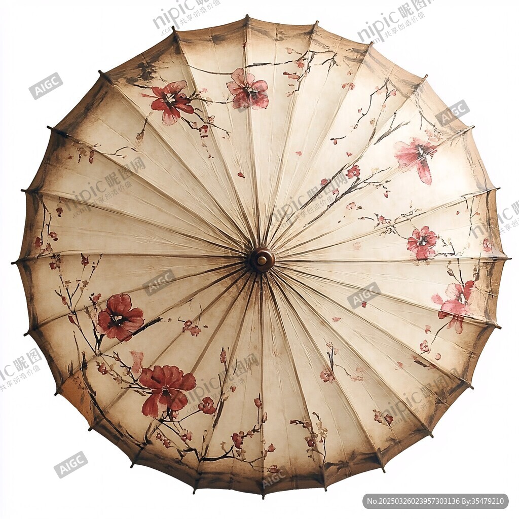 古典花卉圖案油紙傘