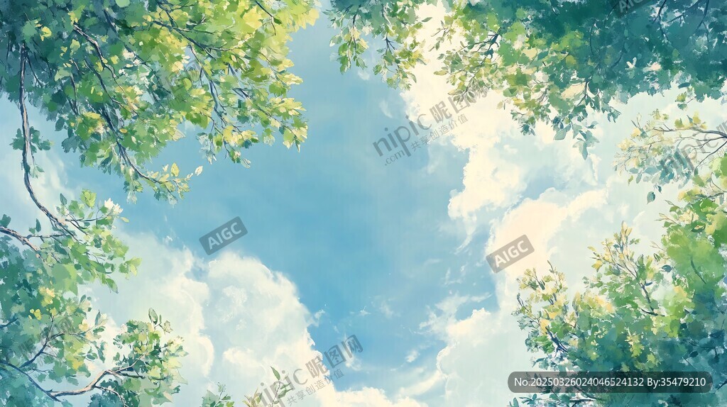 仰望蔥郁枝葉間的藍天