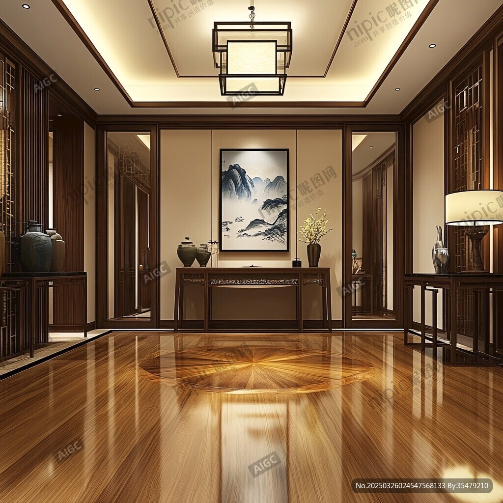 中式典雅玄關(guān)室內(nèi)空間展示