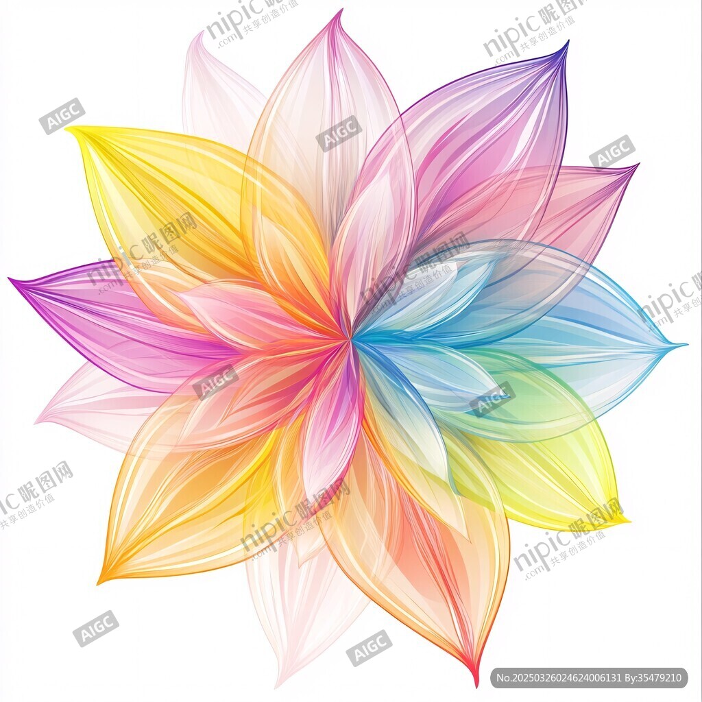 夢幻多彩花瓣藝術花朵圖