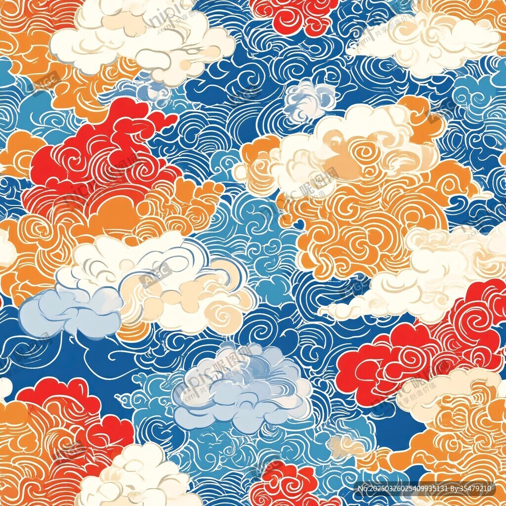中式云紋圖案背景設計