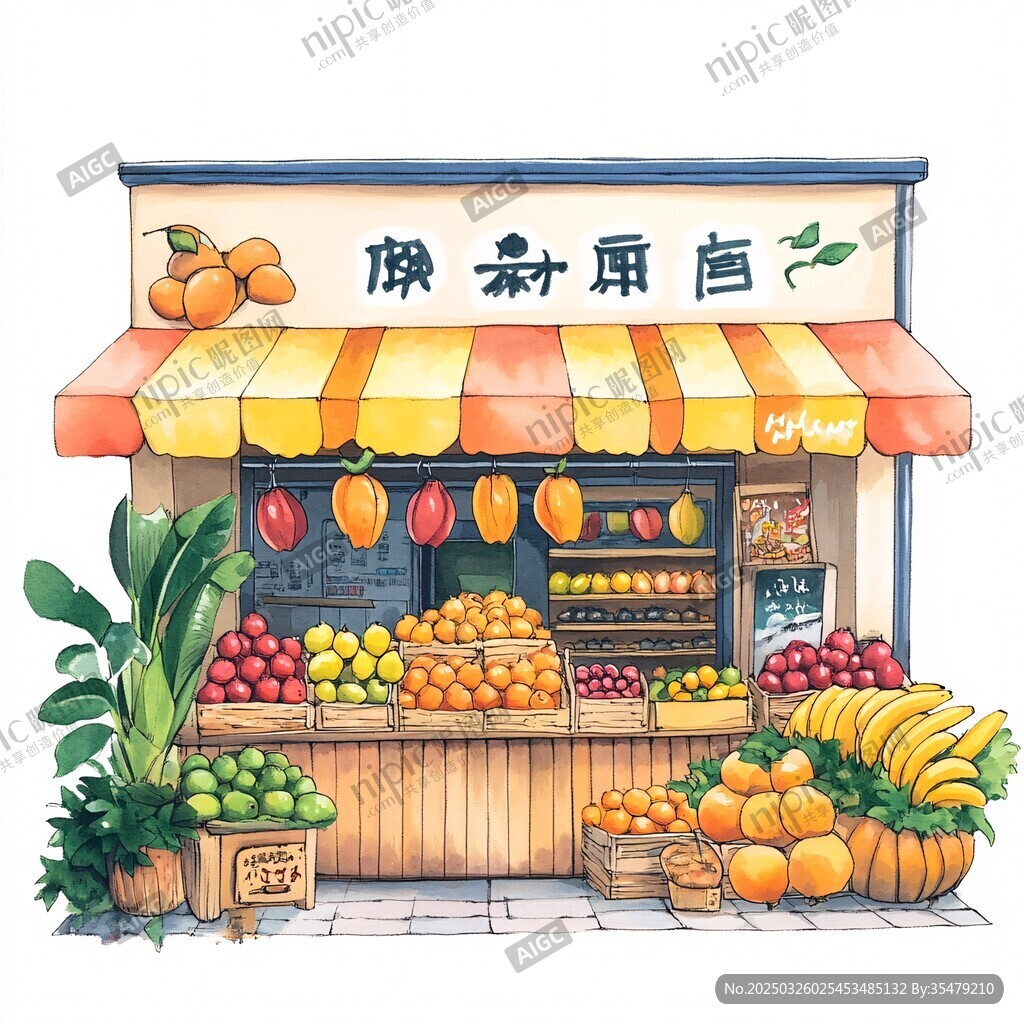 清新手繪風的水果店鋪