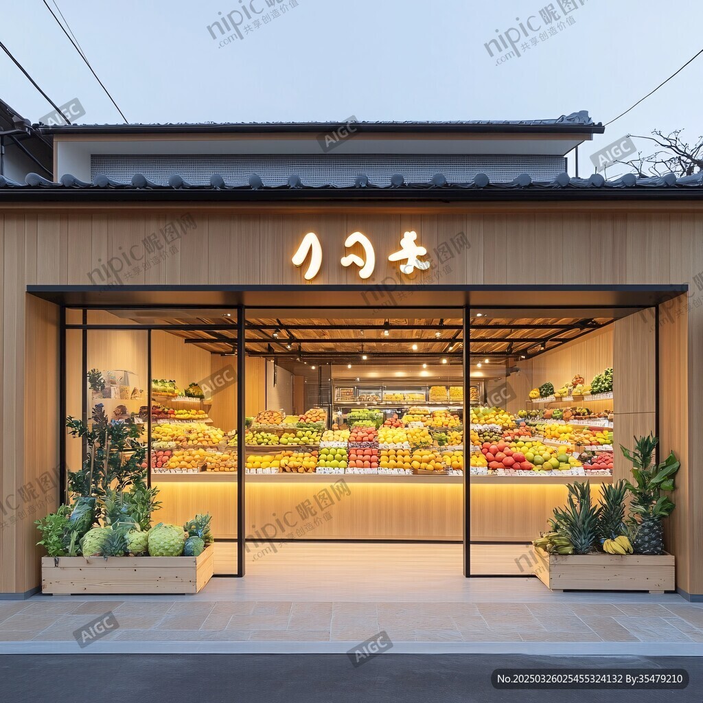 日式清新風(fēng)水果店鋪外觀