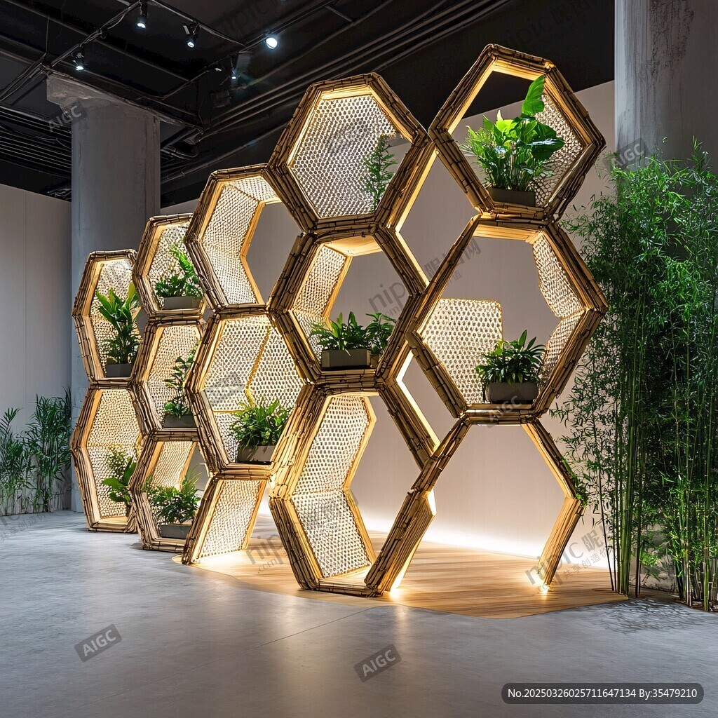 蜂巢造型綠植裝飾展示架