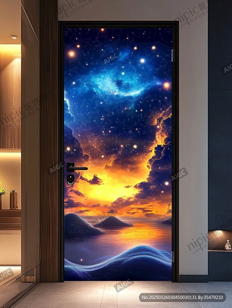 夢幻星空門貼裝飾畫