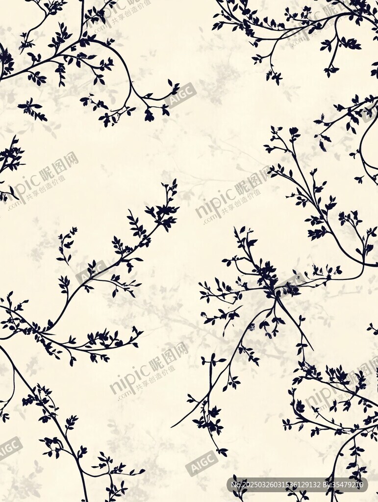 復(fù)古風(fēng)花卉枝葉紋理圖案