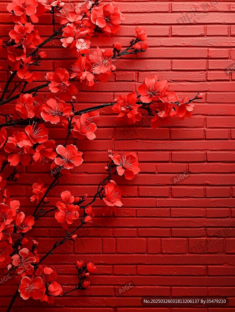 紅墻紅梅相映成趣